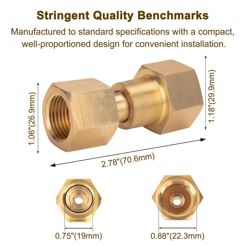 CGA-320 to CGA-580 Adapter, Carbon Dioxide Bottom to Argon Nitrogen Regulator Flowmeter Thread Converter, CO2 to Argon Tank Adaptor Connect Fittings for Welding Gas Regulator Flow Meter Brass