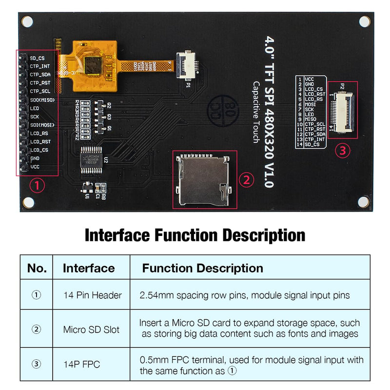 [Australia - AusPower] - 4.0 Inch 320x480 TN Capacitive Touch Screen LCD Display Module SPI Serial ST7796S Driver for Arduino R3/Mega2560 4.0" 