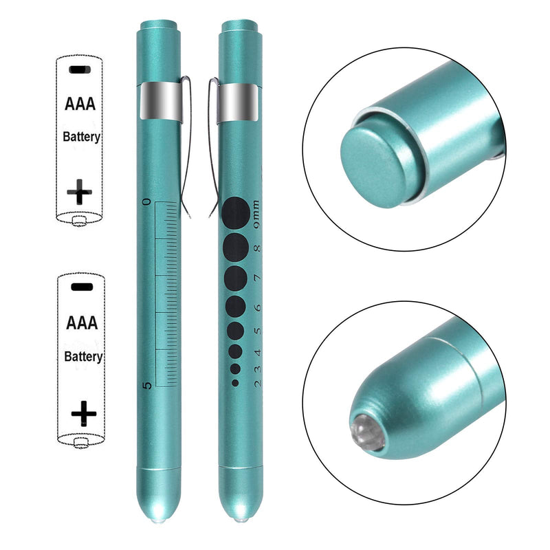[Australia - AusPower] - Pen Light,Nurse Medical Reusable LED Penlight White Light with Pupil Gauge and Ruler (Teal) Teal 
