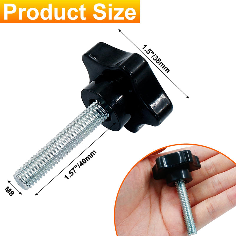 [Australia - AusPower] - 2 Pcs Star Hand Knob Tightening Screw M8x40mm Clamping Knob Screw Knob Handle for Umbrella Base Replacement(Black) M8*40(Star) 