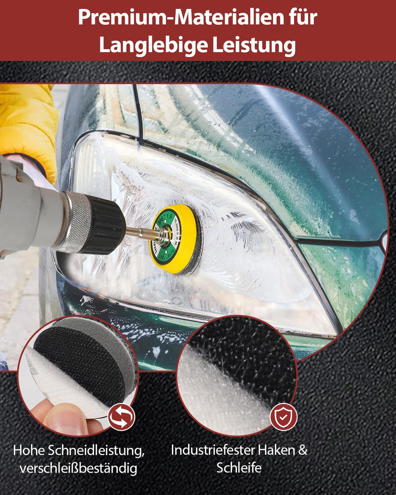 [Australia - AusPower] - 325 pieces 50 mm sandpaper set, sanding discs for Dremel sanding attachments, cordless screwdriver grinding attachment, grain size 80-3000 for headlight preparation, polishing, car, metal, wood 