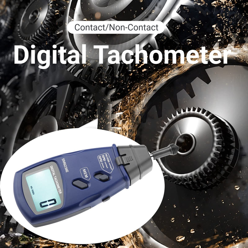 [Australia - AusPower] - Digital Tachometer, 2.5 to 99999 RPM Gauge Meter Contact Non Contact Tachometer with Reflective Tape, Professional Motor Speed Gauge Tester Meter, 96 Groups Data Logging, Data Hold 