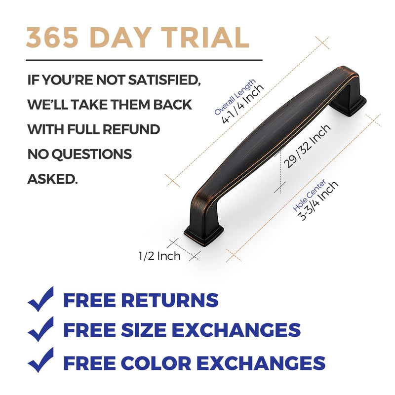 Ravinte 5 Pack Bronze Oil Rubbed Bronze Cabinet Pulls - Solid 3-3/4 Inch Cabinet Handles - Drawer Handles for Cupboards and Cabinets