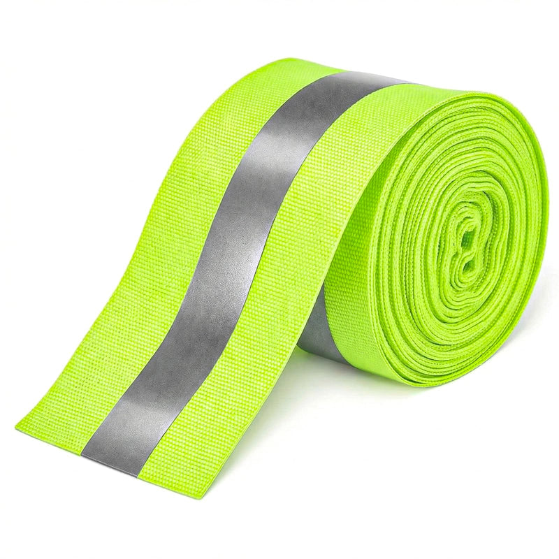 Reflective Tape Strip Sew On 2'' x 33ft High Visibility Fluorescent Tape with 2 cm Width Silver Reflective Ribbon Safety Warning Webbing for Raincoats, Clothing, Bags, Cycling (Fluorescent Green)
