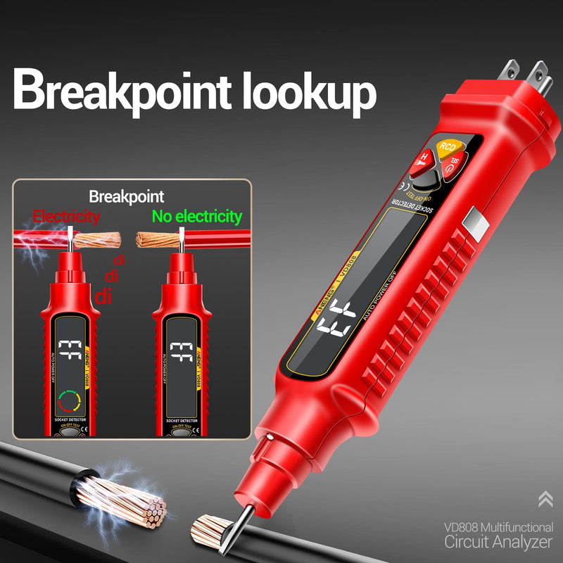 [Australia - AusPower] - Multimeter with Outlet Receptacle Measures Dual Range AC 2-440V,50Hz-60Hz Live/Neutral Wire Tester,Voltage,Current,Resistance,Continuity,Diodes,Breakpoint Finder,Circuit Polarity Wall Plug Tool 