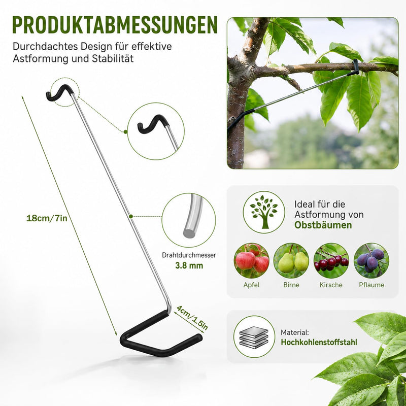 20 Stück Obstbaum-Astabspreizer, Neuer Astspreizer, Beschädigt Keine Äste, Obstbaum-Zweigstreuer aus Hochkohlenstoffstahl, Aststütze für Obstbäume für Baumstützen, Äste, Verlängerung,18cm 18cm