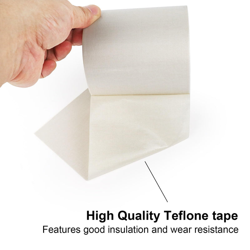 BOMEI PACK White PTFE Teflonn Glass Cloth Tape, 4inch x 33ft High Temperature Tape Fiberglass Adhesive, Heat Resistant for Fabric,High-Speed Sealing Machine,Vacuum Sealer Machine,1 Pack
