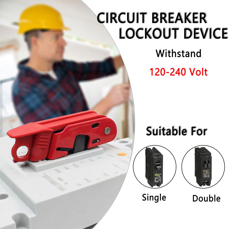 [Australia - AusPower] - Circuit Breaker Lockout,Red Electrical Box Circuit Breaker Lockout,Tagout Breaker Box Lock for 110-240v Standard Single and Double Toggles,OSHA Compliant (1 set with lock) 1 set with lock 