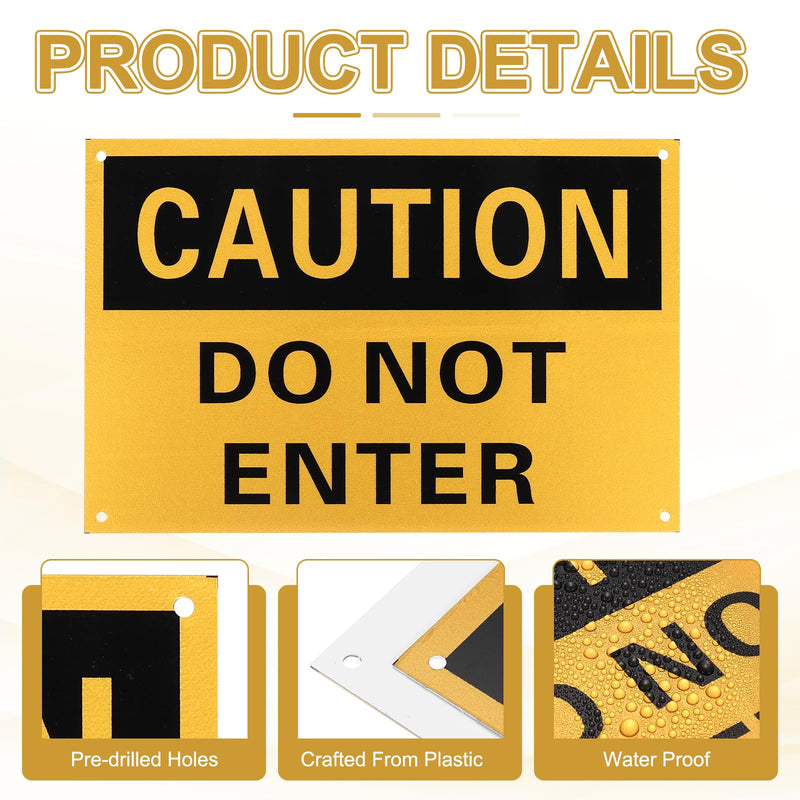 PATIKIL Caution Do Not Enter Sign 14 x 10 Inch, 2 Pcs Plastic Danger Do Not Enter Signs for Industrial Areas Storage Facilities Chemical, Black on Yellow & Yellow on Black