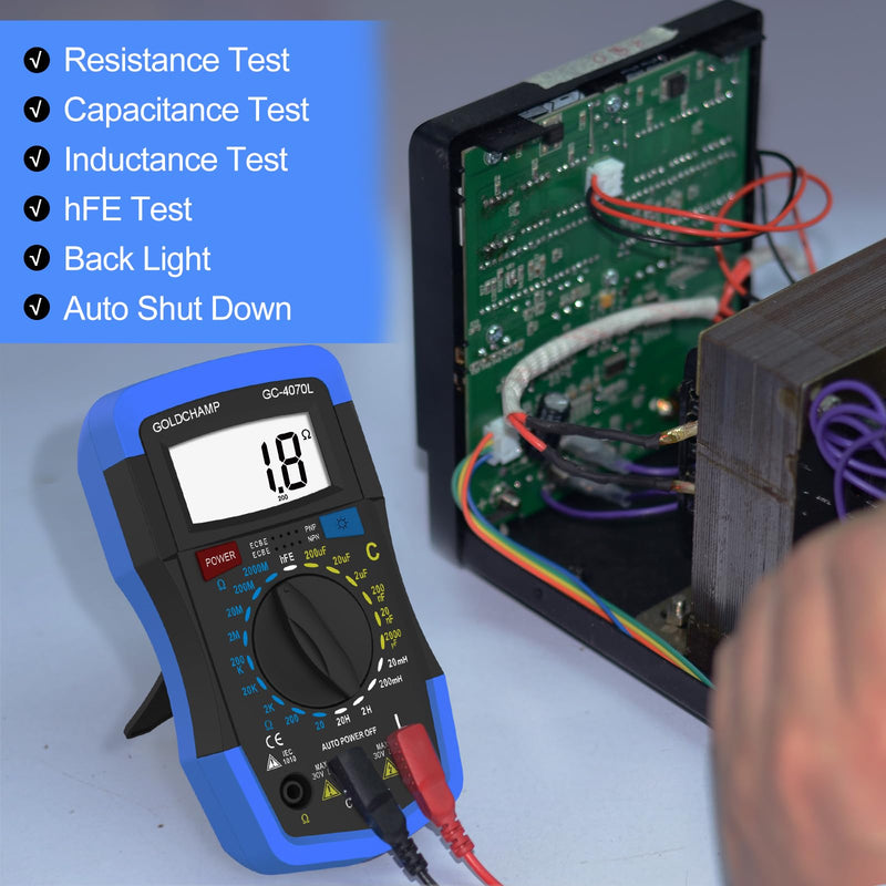 [Australia - AusPower] - Electrical Test Kit, 2000pF~200μF Capacitor Tester, Outlet Tester, Non-Contact Test Pen with Multi-Function Circuit Detection, Manual Range, Back Light, Auto Off for Electrician, DIY & HVAC 4070L-Set 