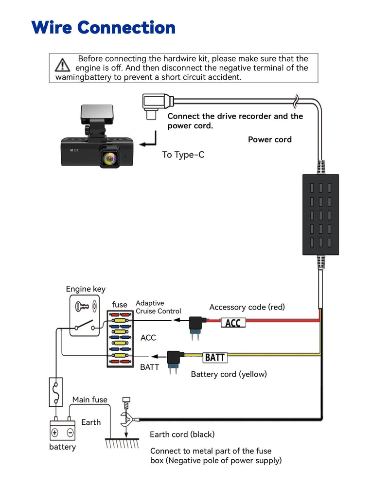 [Australia - AusPower] - REDTIGER F7N Dash Cam Hardwire Kit, 21.3ft USB C Port Hard Wire Kit for Dashcam,Converts 12V-24V to 5V/2.5A Low Voltage Protection 