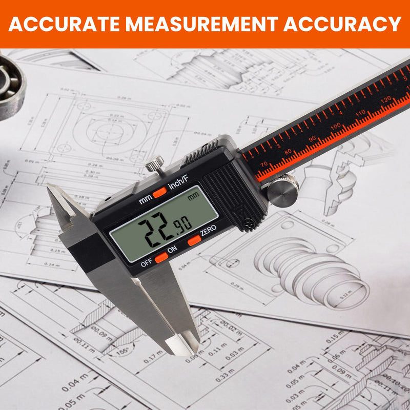 [Australia - AusPower] - HARDELL Digital Caliper, 0-8 Inch Caliper Measuring Tool with Large LCD Screen, Auto-Off, Inch/Fractions/MM Conversion, Electronic Stainless Steel Micrometer for DIY/Household/3D Printing 8 Inch 