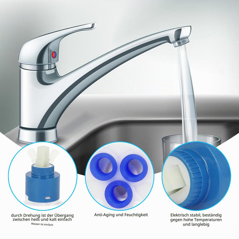 Pack of 2 Tap Cartridge, 35 mm Ceramic Cartridge Fittings Sink Accessories Ceramic Cartridge Replacement Cartridge for Kitchen Tap Mixer Tap Bathroom Faucets Bidet Faucets Shower Fitting
