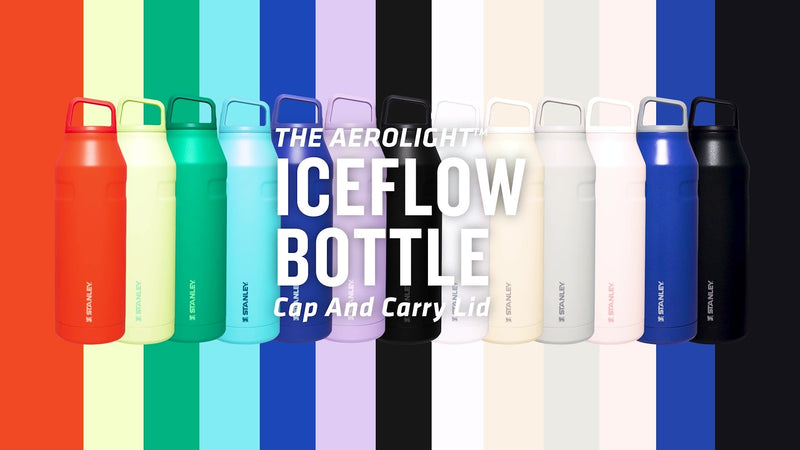 Stanley IceFlow Cap and Carry Water Bottle | Wide Mouth Twist Lid | Lightweight & Leakproof for Travel & Sports | Insulated Stainless Steel | BPA-Free Cream Glimmer 50 Oz