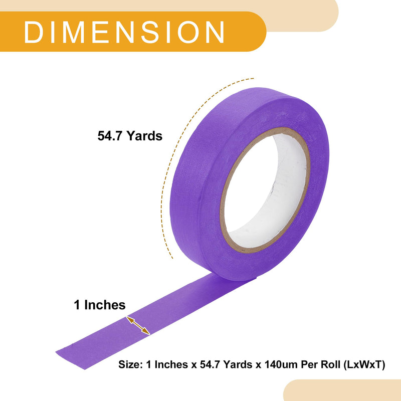 1 Pc 1 Inches x 54.7 Yards Universal Painters Tape - DIY Car Auto Paint for Masking Tape No Residue - Crepe Paper Purple