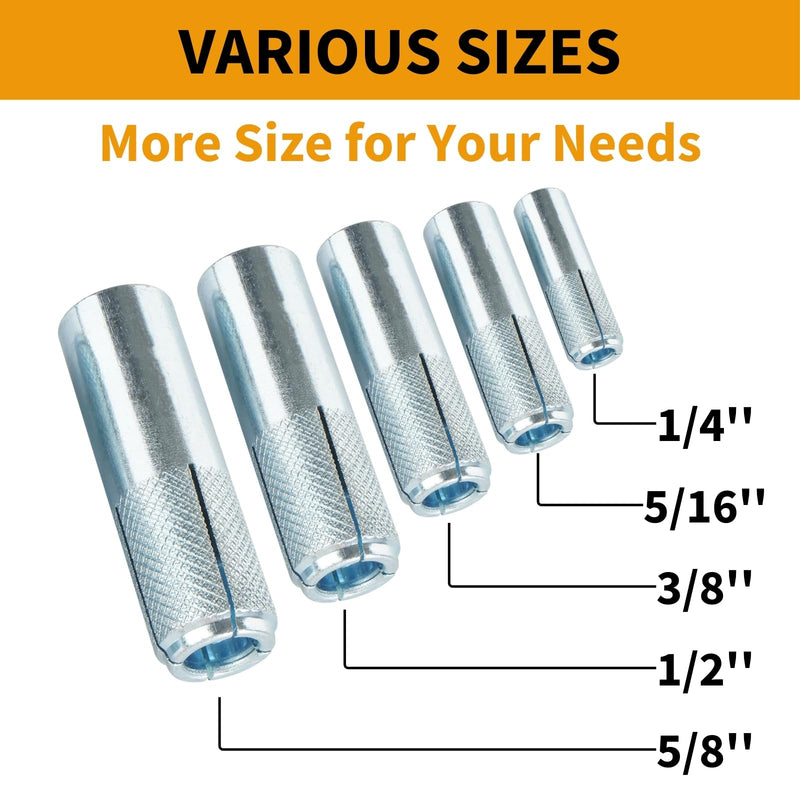 50 PCs Drop-in Anchors 1/2"-13 Zinc-Plated for Concrete, Secure Mounting, Industrial-Strength, Easy Installation - Internal Forced Expansion Screw Bolts for Solid Concrete 50