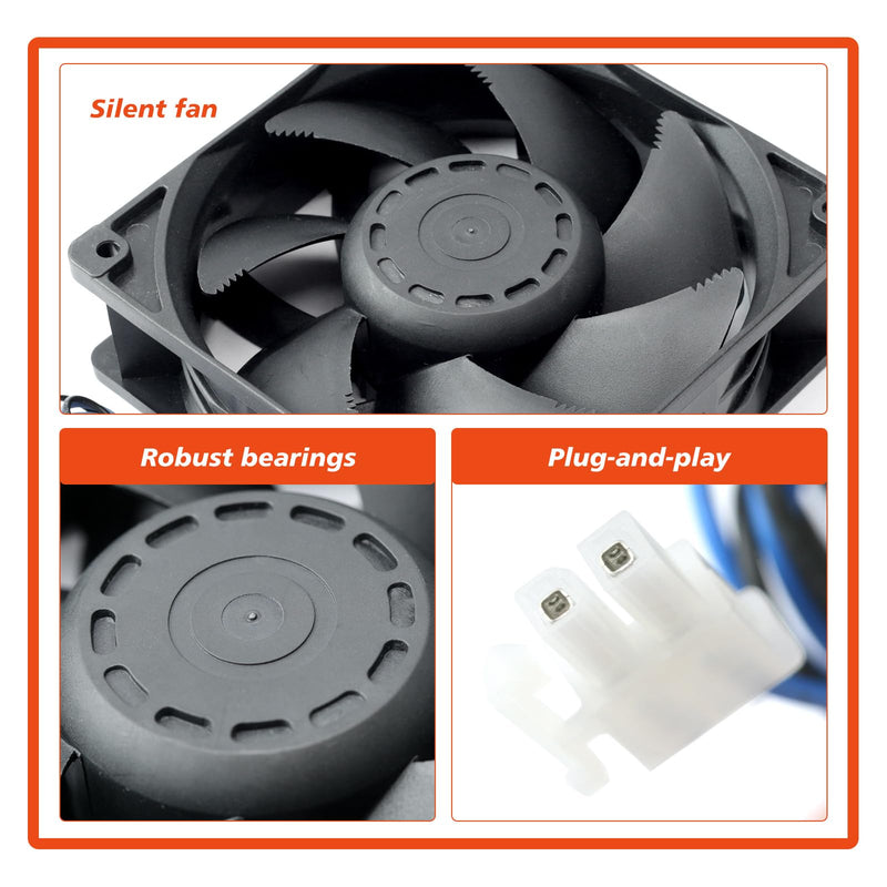 2 Pack XY-12038B2H High Air Volume EC-Fan fit for hte12038d Fan 110V-220V 0.06A 50/60HZ 12CM 120×120×38mm for Ice Maker Cabinet Cooling