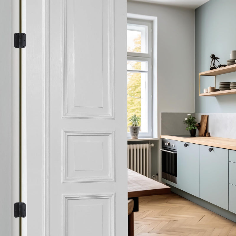 [Australia - AusPower] - 3 Pack Rounded Matte Black Door Hinges 3-1/2" x 3-1/2" Stainless Steel Hinges Flat Iron Bifold Residential Standard 3.5 x 3.5 Inch Door Hardware with 5/8" Radius Corners 