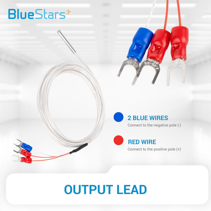 [Australia - AusPower] - Waterproof RTD PT100 Temperature Sensor - BlueStars Stainless Steel 3-Wire Digital Thermistor Probe for PID Temperature Controller 4x30mm with 2m/78.74in Cable -50°C to 200°C 