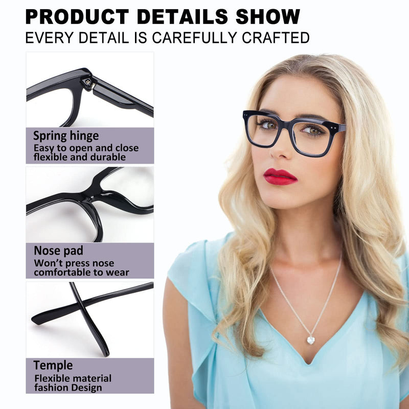 [Australia - AusPower] - 6 Pack Fashion Reading Glasses for Women Men Blue Light Blocking Oversized Square Readers with Spring Hinge 6 Pack Mix 1.5 x 