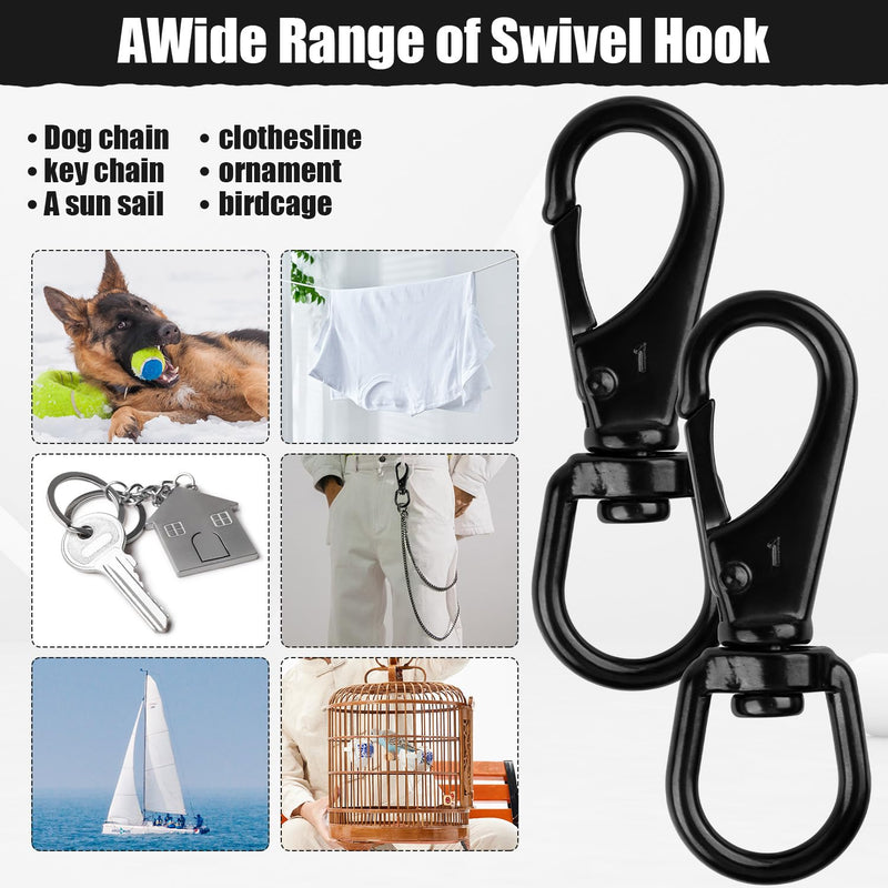 [Australia - AusPower] - Stainless Steel Swivel Snap Hooks-5 Pack (3.5 Inch) Flag Clips for Flagpole Rope, Duty Diving Clips Spring Hooks for Bird Feeders, Pet Chains, Dog Tie-Out Cable, Keychains 