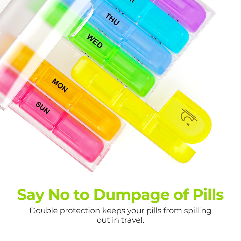 [Australia - AusPower] - AUVON Weekly Pill Organizer 3 Times a Day, Large 7 Day Pill Box 3 Times a Day with Separate Container, Portable Pill Case for Medication, Vitamins, Fish Oil and Supplements Clear 