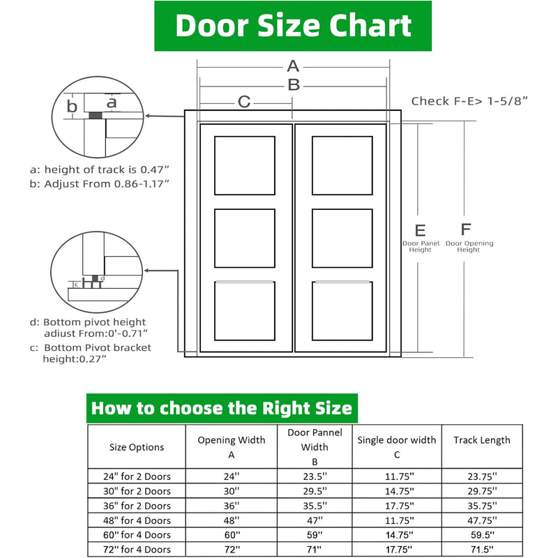 Bifold Door Hardware Kit with 24-Inch One-Piece Track, Bi-fold Closet Door Track Kit Bifold Closet Door Hardware Kit Folding Door Hardware Repair Replacement Tool Kit 24''Track(1x24''Track)
