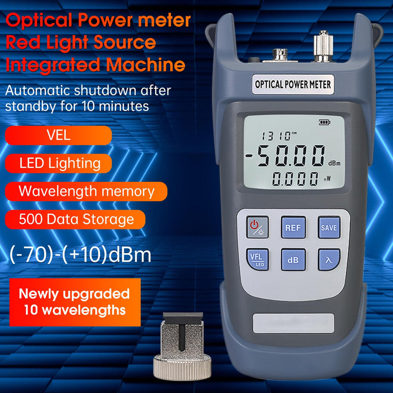 [Australia - AusPower] - Fiber Optical Power Meter with 1mW Light Source SC FC Connector, -50~26dBm, 10 Optic Wave Length, Optic Test Equipment for CCTV Communication Engineering 1.0 Milliwatts 