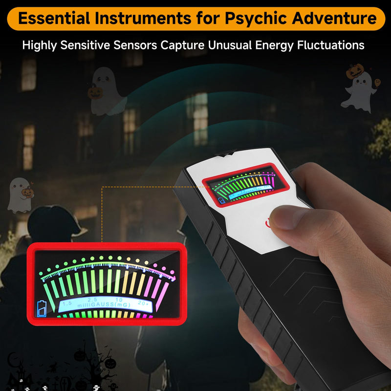 [Australia - AusPower] - Ghost Hunting Equipment Tester with 4 Cat Balls, Hand-held Digital LCD Paranormal Investigation Instrument for Home, Office & Outdoor Spirit Inspections Ideal for Gifts Kit 