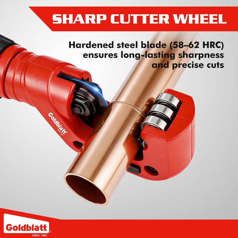 [Australia - AusPower] - Goldblatt Copper Pipe Cutter, 1/8"–1-1/4" Conduit Cutter, CSST Tubing Cutter for Copper, Stainless Steel, Brass, Thin-Wall Aluminum, Smooth Cutting Pipe Cutter Tool for Plumbing, HVAC Work 1/8"-1-1/4" 