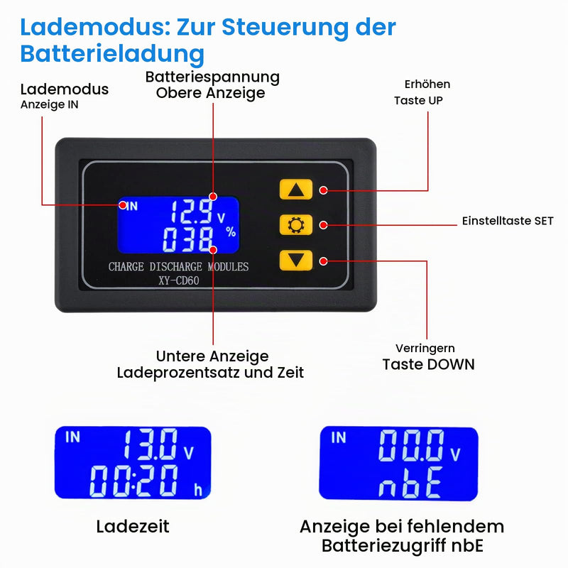 Heemol Battery Monitor Module Low Voltage Shut-Off Protects DC6-60V 10A with Display for Lithium Batteries