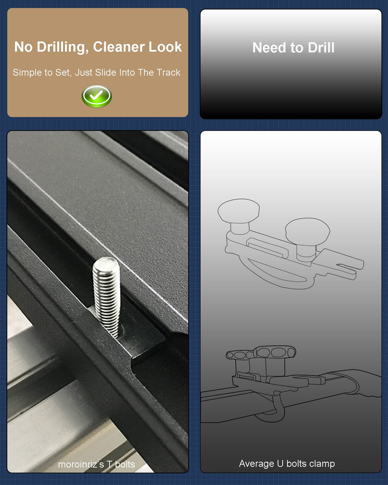 [Australia - AusPower] - T Slot Bolts for Roof Rack Cross Bars, Platform, Cargo Basket, Stainless M6x35mm/M8x30mm, 3mm Thick, Square T Track Bolt Adapter to Secure Bike/Ski/Kayak Rack, Solar Panel, Awning M6x35mm,6 Counts 