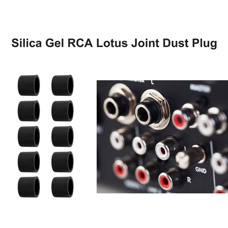 [Australia - AusPower] - uxcell Silicone RCA Female Connector Anti Dust Plug, 8mm Dust Proof Cap Protector Cover 10 Pcs Black 