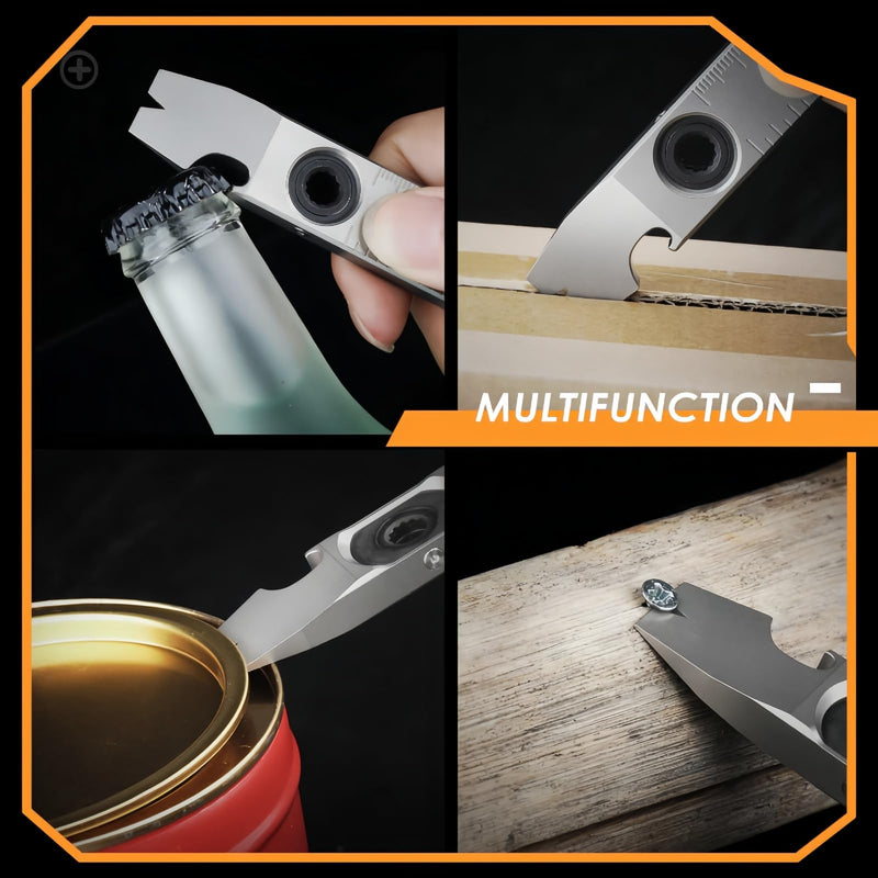 Titanium EDC pry bar, multifunctional tool, a collection of wrenches, pry bars, screwdrivers, nail drivers, bottle openers and other functions in a practical tool 02 Grey-l