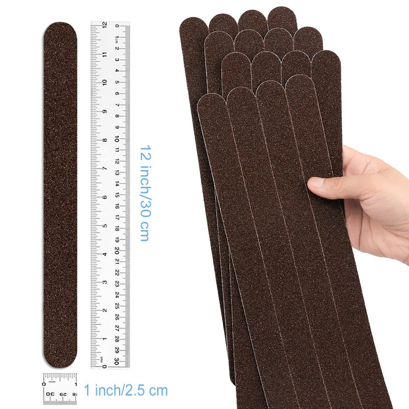 Anti Slip Tape, 16pcs Non Slip Pre-Cut Strips, Treads Safety Non Skid Adhesive Strips for Ladder, Step Stool and Stair (1" x 12", Brown) 1" x 12"