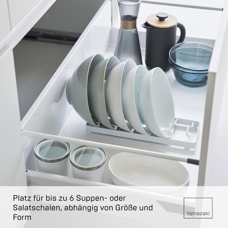 Yamazaki 1373 Tower Bowl Storage L, White, Steel, Minimalist 32 x 11 x 2.5 cm (L x W x H) | Steel, with non-slip silicone feet, organizer for shelves and drawers, 11 x 32 x 2.5 cm, Japanese design