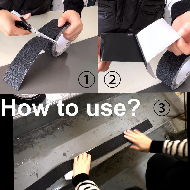 WELSTIK Anti Slip Grip Tape 2 Inch - Heavy Duty Non Skid Tape High Traction 80 Grit Non Slip for Waterproof Stairs Non Skid Treads, Indoor, Outdoor (Black, 2" X 33') 2" X 33'