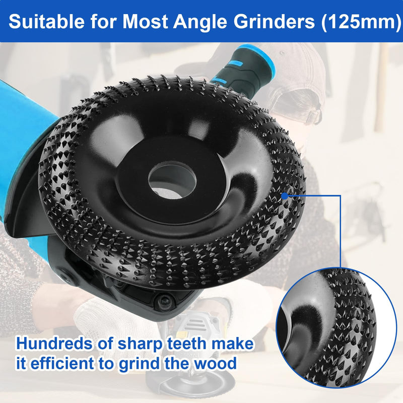 [Australia - AusPower] - WEDAMOO Wood Sanding Discs for Angle Grinder 125 mm, Root Miller, Tree Stump Mill, Wood Carving Disc Milling Disc with 16 mm Aperture Converter, Flex Rasp Disc for Polishing, Grinding, Carving B 1.0 