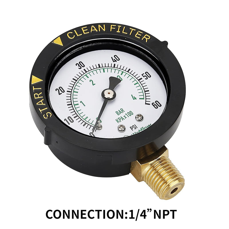 [Australia - AusPower] - Watflow 2" Start and Clean Filter Pressure Gauge, Water Pressure Gauge, Pool Filter Pressure Gauge, Swimming Pool Gauge, 1/4"NPT Lower Mount 