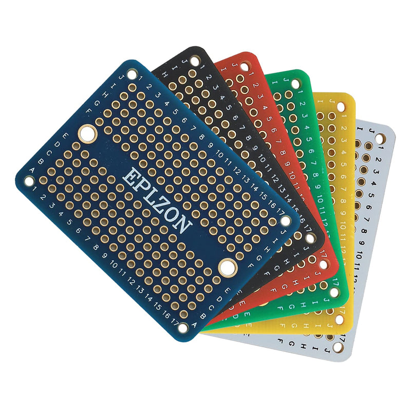 Prototype Board Solderable Breadboard Double-Sided PCB Circuit Board for Welding, DIY Electronic Items, Multicolored (Pack of 6) 6 Piece, Multicolored