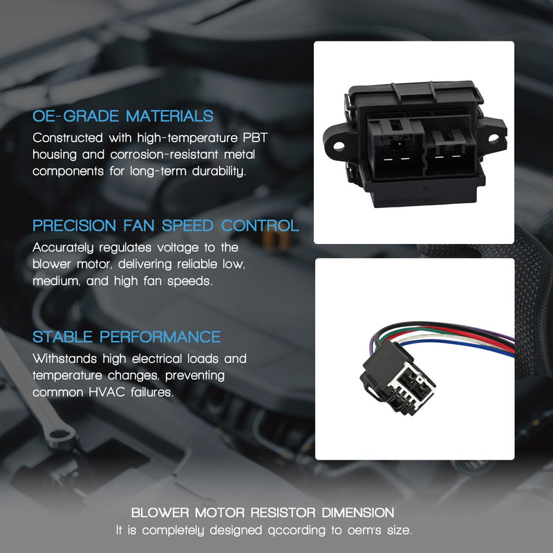 [Australia - AusPower] - HVAC Blower Motor Resistor with Wire Harness Compatible with Chevrolet Silverado 1500 2500 3500 Equinox Suburban 1500 2500 Tahoe Traverse Cruze Replacement for Ford Edge Expedition Fusion 