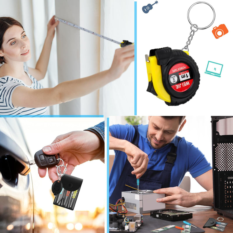 [Australia - AusPower] - 36 Pcs Mini Screwdriver Keychains Tape Measures Mini Tools Bulk for Adults Men Father Birthday Party Gifts 36 