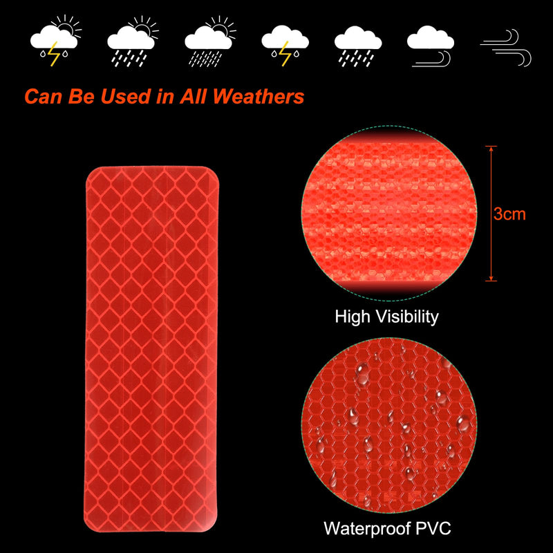 20Pcs Safety Reflective Stickers Outdoor Waterproof Reflector Stickers Orange Red Blue Adhesive Reflective Tape Night Visibility Warning Stickers for Vehicle Motorcycle Bike Mailbox, Safety Signs