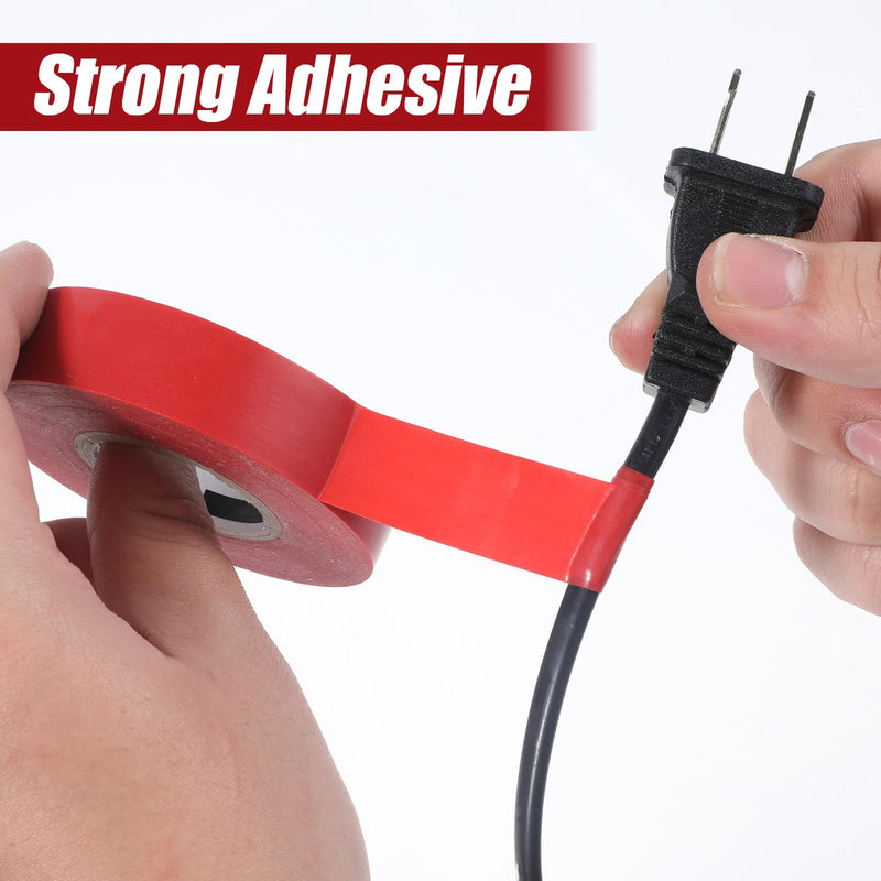 Electrical Tape 3/4 In 66 Ft Waterproof Red Electric Tape Insulating Tapes Professional General Use PVC Electric Tapes Strong Adhesive Red Temperature Abrasion Resistant for Repairs Power Automotive
