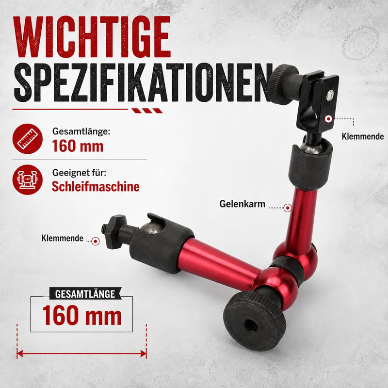 Magnetic Tripod Measuring Tripod for Dial Indicator, Adjustable Alloy Dial Indicator Holder, M5 11 x 6.3 cm Adjustable Magnetic Metal Foot Holder for Digital Dial Gauge