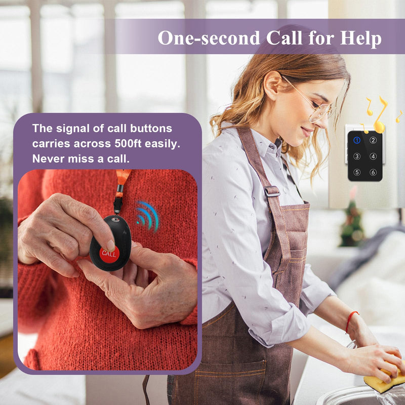 [Australia - AusPower] - CallToU Wireless Caregiver Pager Call Button Light LED Number Display Call Bell 500+ft Nurse Call System Room Monitors for Elderly Patient Clinic Medical Institution Nursing Home 6 call button + 1 receiver 