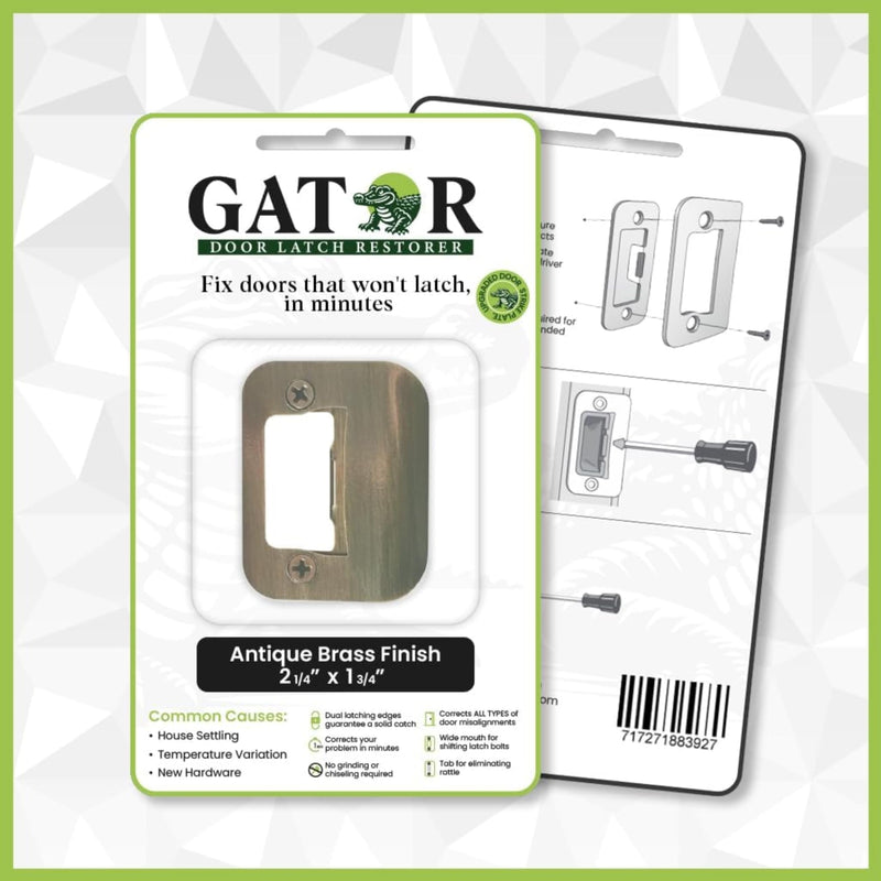 Gator Door Strike Plate with Screws, – 2-1/4" by 1-3/4" Universal Latch Restorer Alloy Steel Lock Hardware for Interior and Exterior Doors, Replacement Door Latch Plate | Satin Nickel 4-Pack