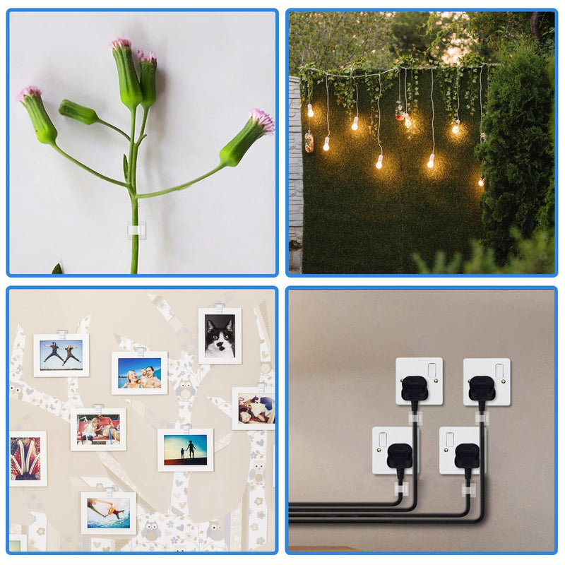 [Australia - AusPower] - 80 PCS Adhesive Cable Clips Christmas Clear Light Strip Mounting Clips Led Light Wire Holder Cable Clamp Organizer for Desk Outdoor Wall Cable Transparent 14 mm 
