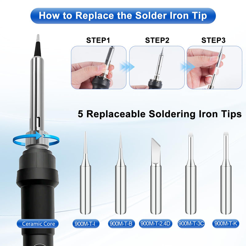 Soldering Kit 100W 16 in 1 Soldering Kit Contains 50g Solder Wire 5 Soldering Tips Desoldering Pump Soldering Stand Pliers Suitable for Electrical Installation and Repairs of Electronic Equipment
