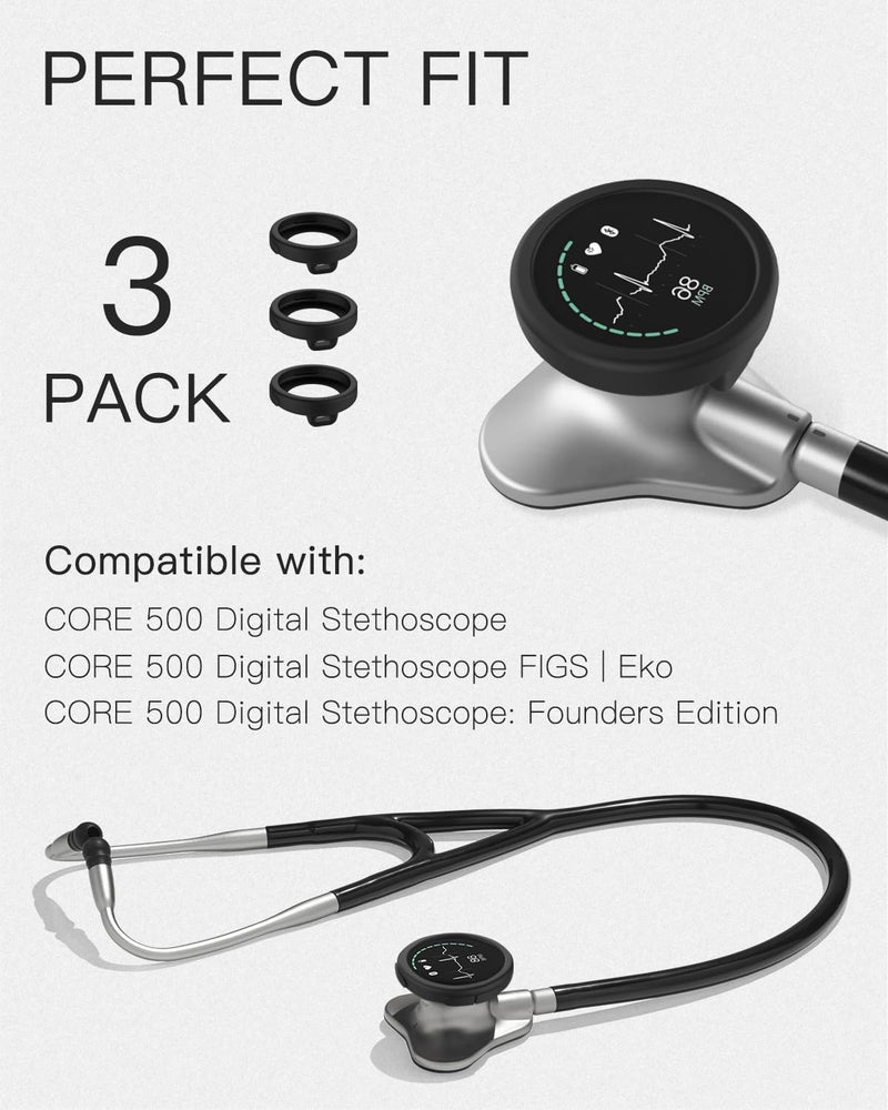 [Australia - AusPower] - Stethoscope Chestpiece Cover for EKO CORE 500™ Digital Stethoscope – Essential Protection for Medical Professionals Black+White+Grey 